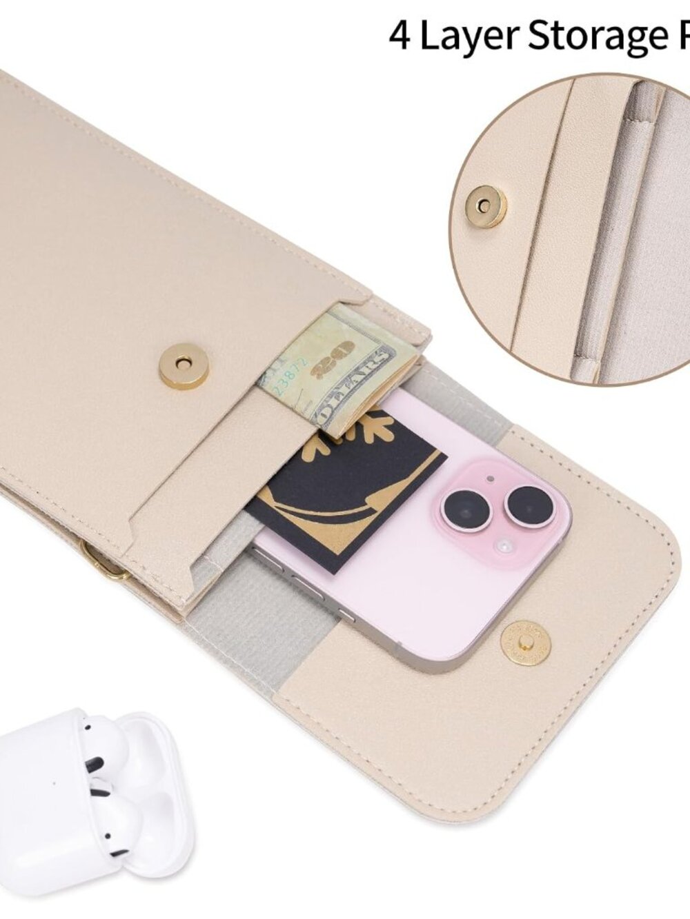 Small Crossbody Bags for Women, Leather Cell Phone Purse with Adjustable Strap, - Picture 7 of 8